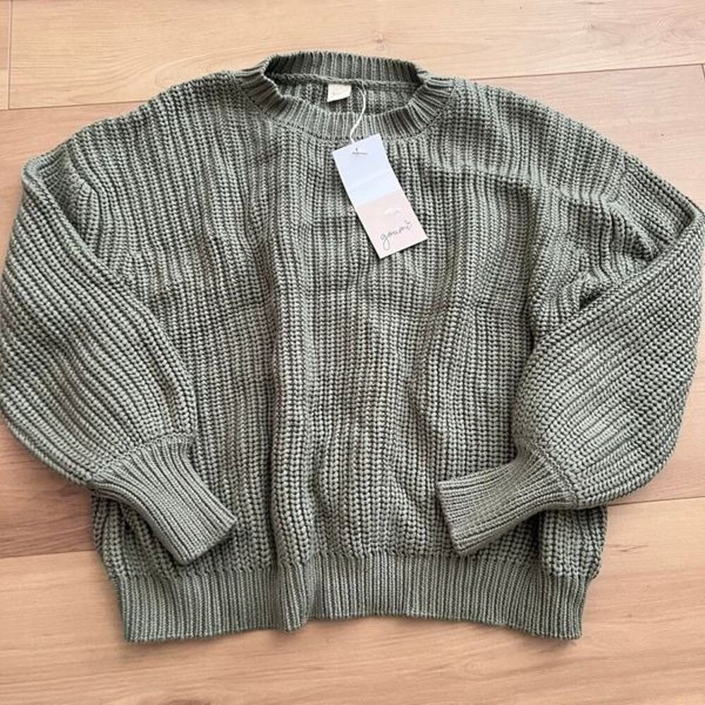 NWT Goumi Kids Noble Fir Chunky Knit Womens Sweater SZ S / M Organic Cotton Crew